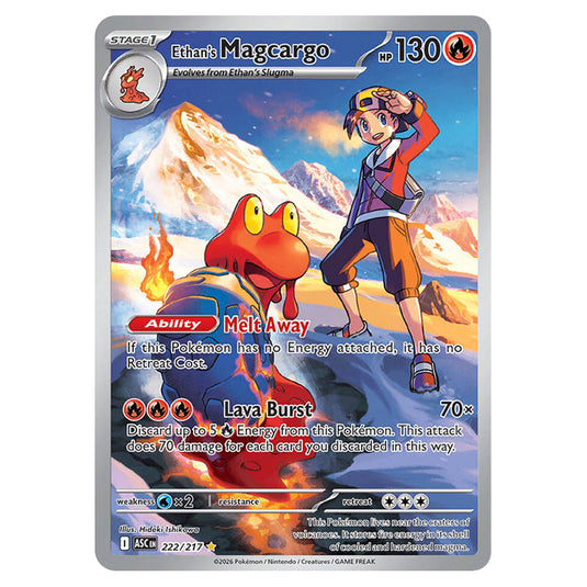 Ethan's Magcargo 222 card from the Pokemon set Ascended Heroes