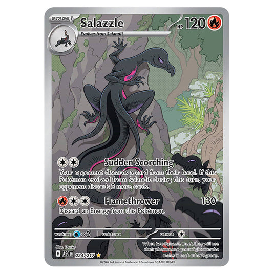 Salazzle 224 card from the Pokemon set Ascended Heroes
