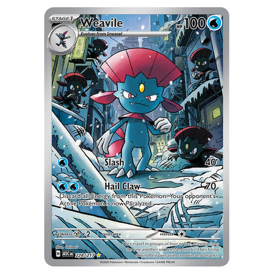 Weavile 228 card from the Pokemon set Ascended Heroes