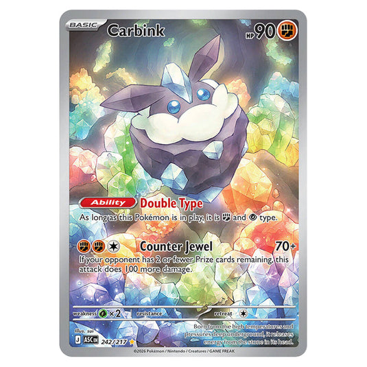 Carbink 242 card from the Pokemon set Ascended Heroes