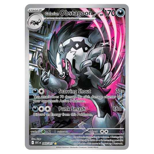 Galarian Obstagoon 245 card from the Pokemon set Ascended Heroes