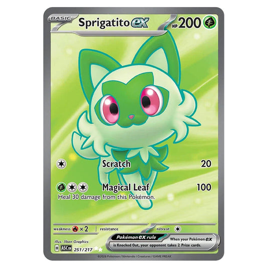 Sprigatito ex 251 card from the Pokemon set Ascended Heroes