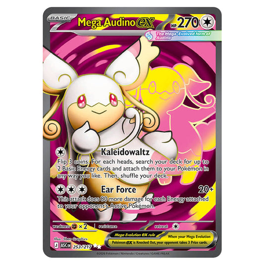 Mega Audino ex 253 card from the Pokemon set Ascended Heroes