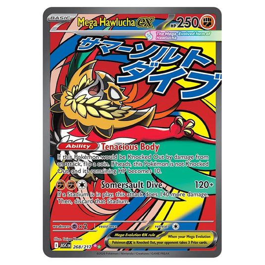 Mega Hawlucha ex 268 card from the Pokemon set Ascended Heroes