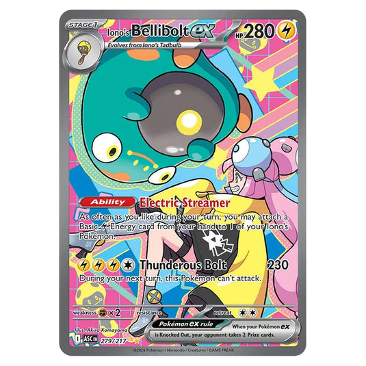 Iono's Bellibolt ex 279 card from the Pokemon set Ascended Heroes