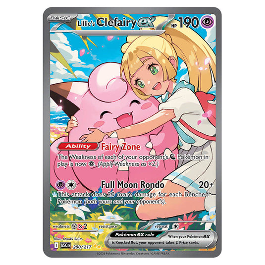 Lillie's Clefairy ex 280 card from the Pokemon set Ascended Heroes