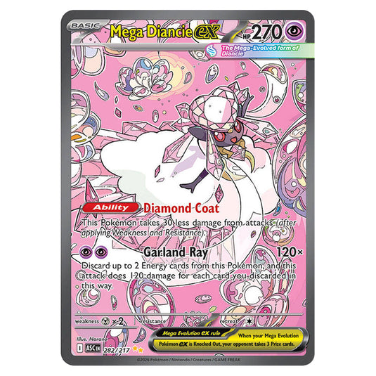 Mega Diancie ex 282 card from the Pokemon set Ascended Heroes