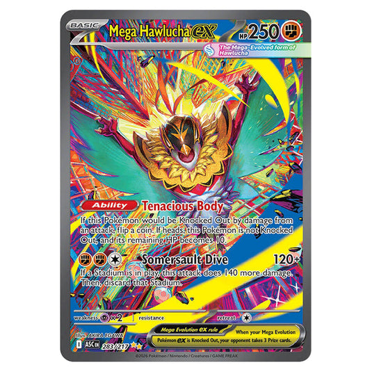 Mega Hawlucha ex 283 card from the Pokemon set Ascended Heroes