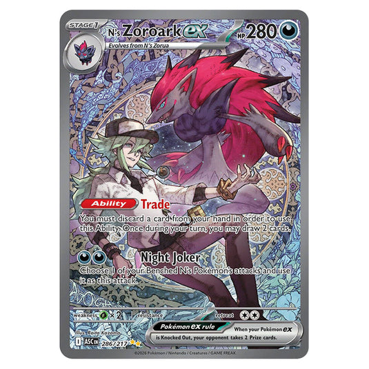 N's Zoroark ex 286 card from the Pokemon set Ascended Heroes