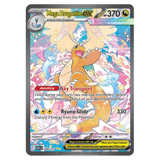 Mega Dragonite ex 290 card from the Pokemon set Ascended Heroes