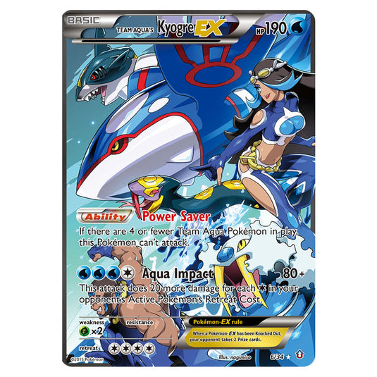 Team Aqua's Kyogre-EX 06 card from the Pokemon set Double Crisis