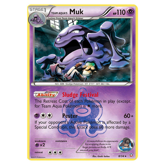 Team Aqua's Muk 08 card from the Pokemon set Double Crisis