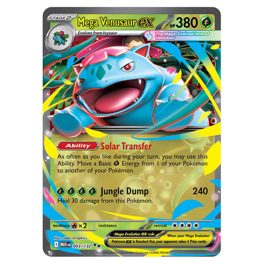 Mega Venusaurex 003 card from the Pokemon set Mega Evolution - Base Set