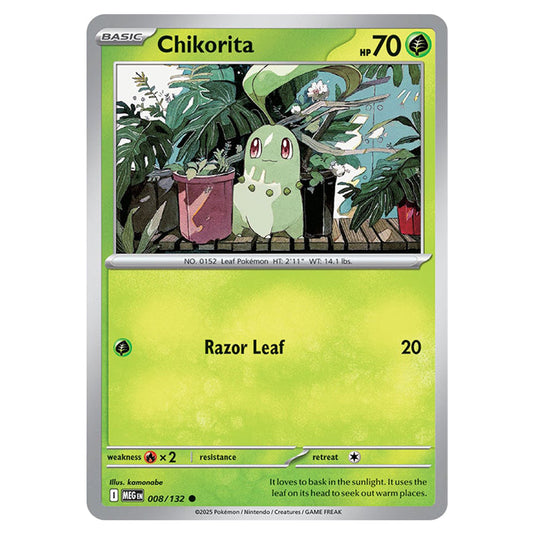 Chikorita 008 card from the Pokemon set Mega Evolution - Base Set