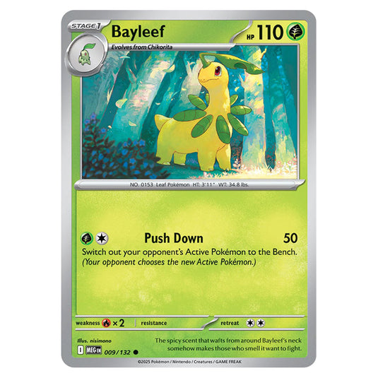 Bayleef 009 card from the Pokemon set Mega Evolution - Base Set
