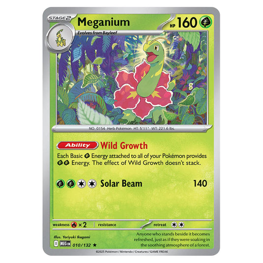Meganium 010 card from the Pokemon set Mega Evolution - Base Set