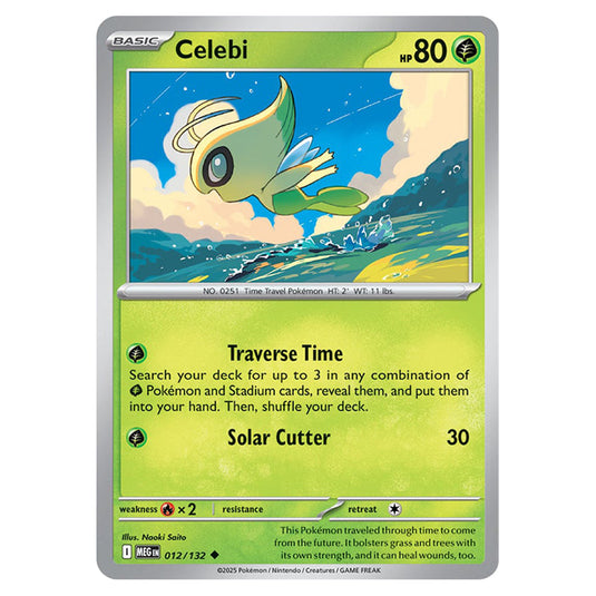 Celebi 012 card from the Pokemon set Mega Evolution - Base Set
