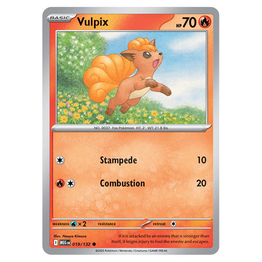 Vulpix 019 card from the Pokemon set Mega Evolution - Base Set
