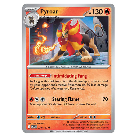 Pyroar 024 card from the Pokemon set Mega Evolution - Base Set