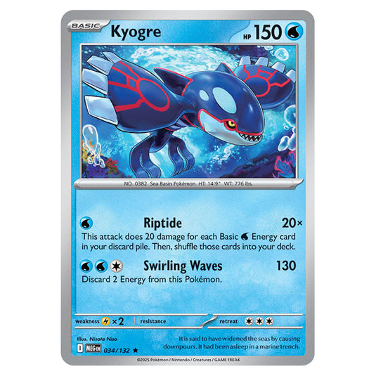 Kyogre 034 card from the Pokemon set Mega Evolution - Base Set