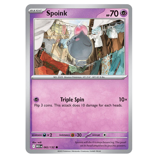 Spoink 062 card from the Pokemon set Mega Evolution - Base Set