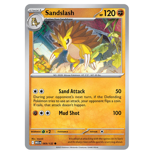 Sandslash 069 card from the Pokemon set Mega Evolution - Base Set
