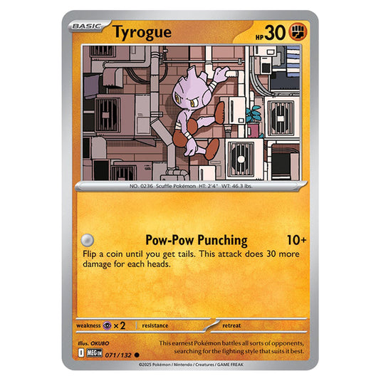 Tyrogue 071 card from the Pokemon set Mega Evolution - Base Set