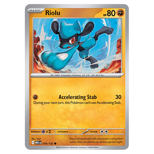 Riolu 076 card from the Pokemon set Mega Evolution - Base Set