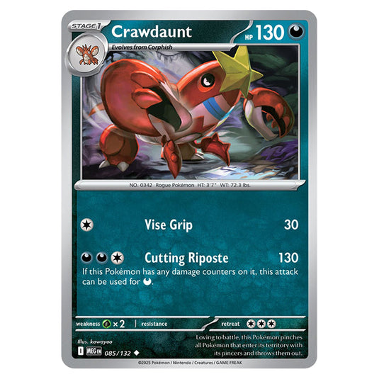 Crawdaunt 085 card from the Pokemon set Mega Evolution - Base Set