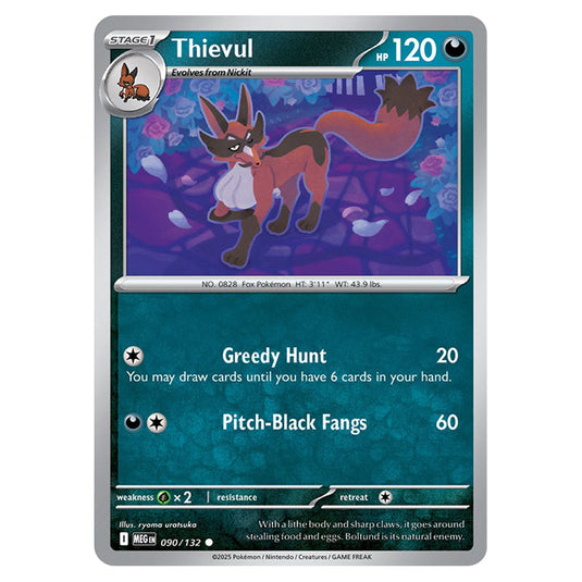 Thievul 090 card from the Pokemon set Mega Evolution - Base Set