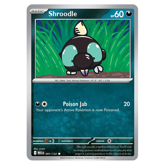 Shroodle 091 card from the Pokemon set Mega Evolution - Base Set