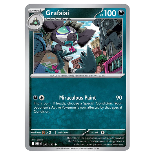 Grafaiai 092 card from the Pokemon set Mega Evolution - Base Set