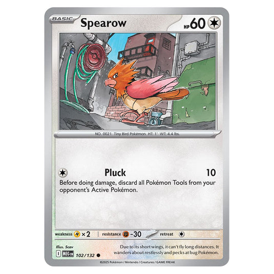 Spearow 102 card from the Pokemon set Mega Evolution - Base Set