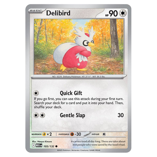 Delibird 105 card from the Pokemon set Mega Evolution - Base Set