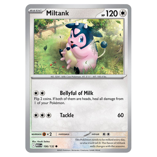 Miltank 106 card from the Pokemon set Mega Evolution - Base Set