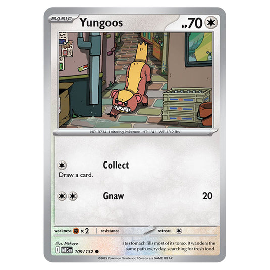 Yungoos 109 card from the Pokemon set Mega Evolution - Base Set