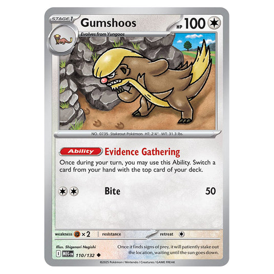 Gumshoos 110 card from the Pokemon set Mega Evolution - Base Set