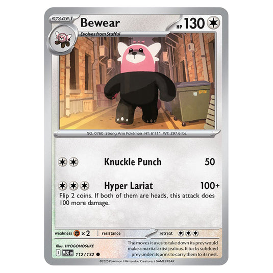 Bewear 112 card from the Pokemon set Mega Evolution - Base Set