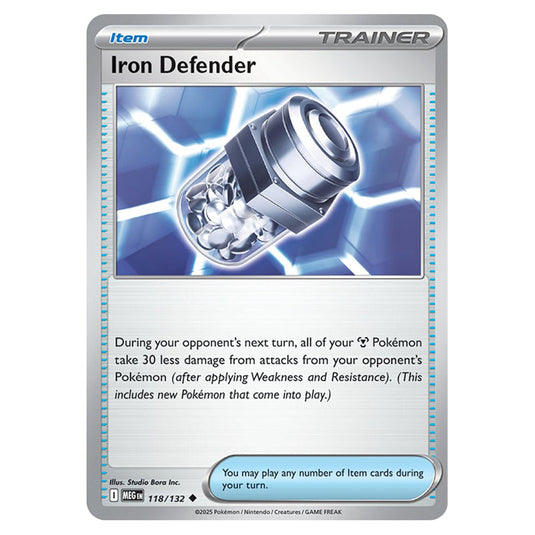 Iron Defender 118 card from the Pokemon set Mega Evolution - Base Set