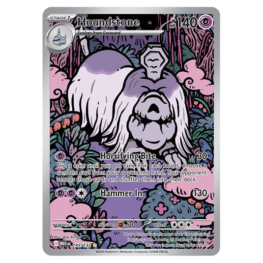 Houndstone 145 card from the Pokemon set Mega Evolution - Base Set