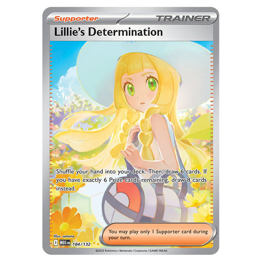 Lillie's Determination 184 card from the Pokemon set Mega Evolution - Base Set