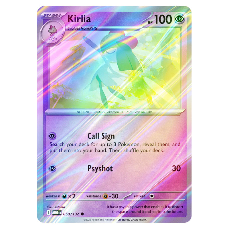 Pokemon Card 059 Pokemon - Mega Evolution - Base Set - Kirlia - 059/132 - (Reverse Holo