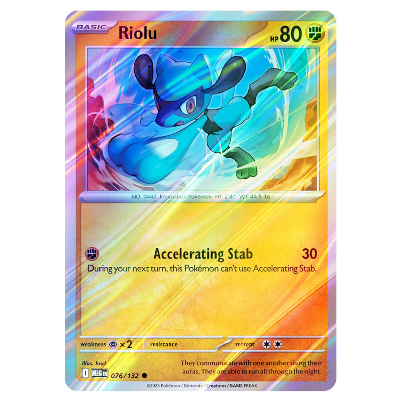Mega Riolu Card Pokemon - Mega Evolution - Base Set - Riolu - 076/132 - (Reverse Holo)