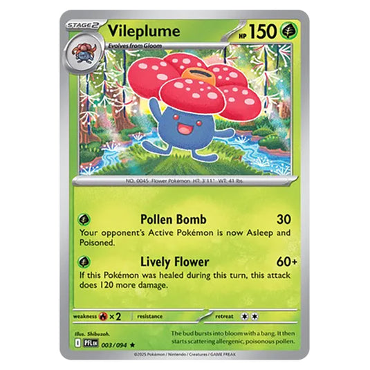Vileplume 003 card from the Pokemon set Mega Evolution - Phantasmal Flames