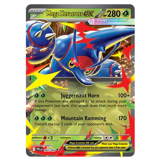 Mega Heracross ex 004 card from the Pokemon set Mega Evolution - Phantasmal Flames