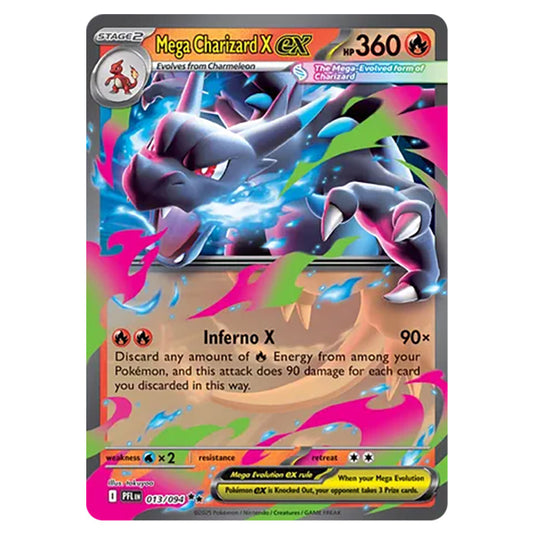 Mega Charizard X ex 013 card from the Pokemon set Mega Evolution - Phantasmal Flames