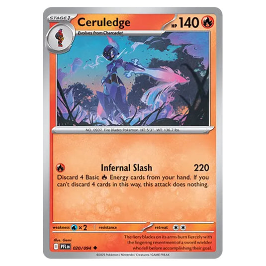 Ceruledge 020 card from the Pokemon set Mega Evolution - Phantasmal Flames