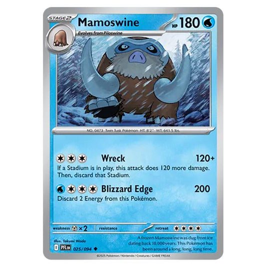 Mamoswine 025 card from the Pokemon set Mega Evolution - Phantasmal Flames