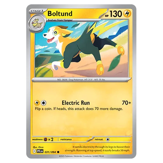 Boltund 031 reverse holo card from the Pokemon set Mega Evolution - Phantasmal Flames