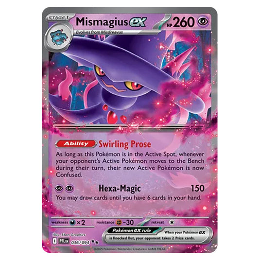 Mismagius ex 036 card from the Pokemon set Mega Evolution - Phantasmal Flames